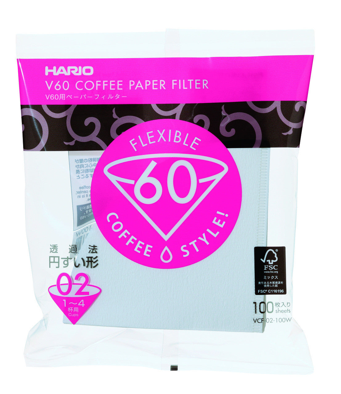 Hario V60 White Dripper Filter Papers (S02) Pack of 100